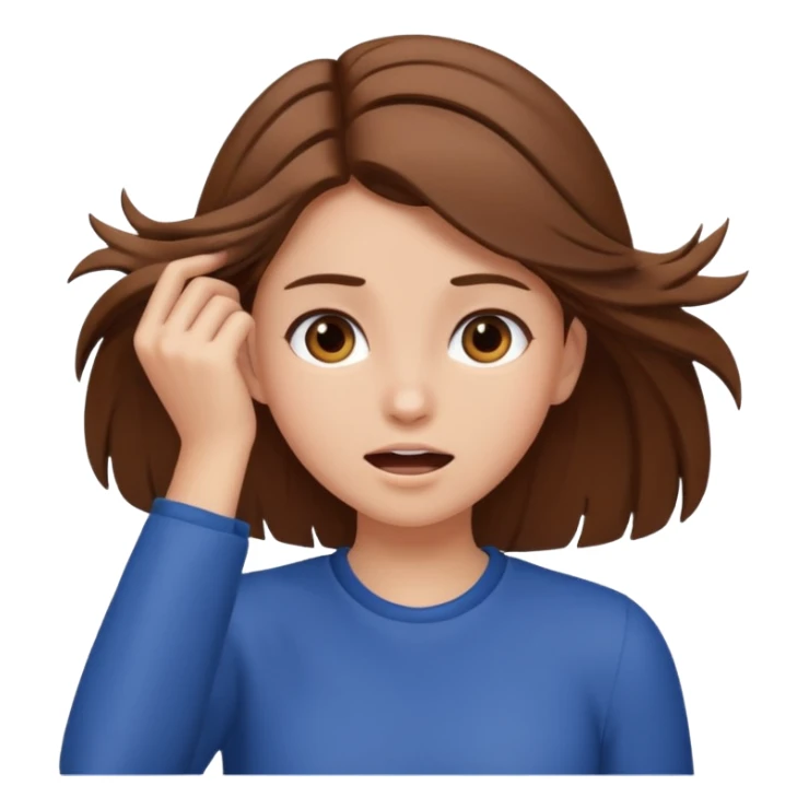 Girl pulling her hair out, brown hair sticker
