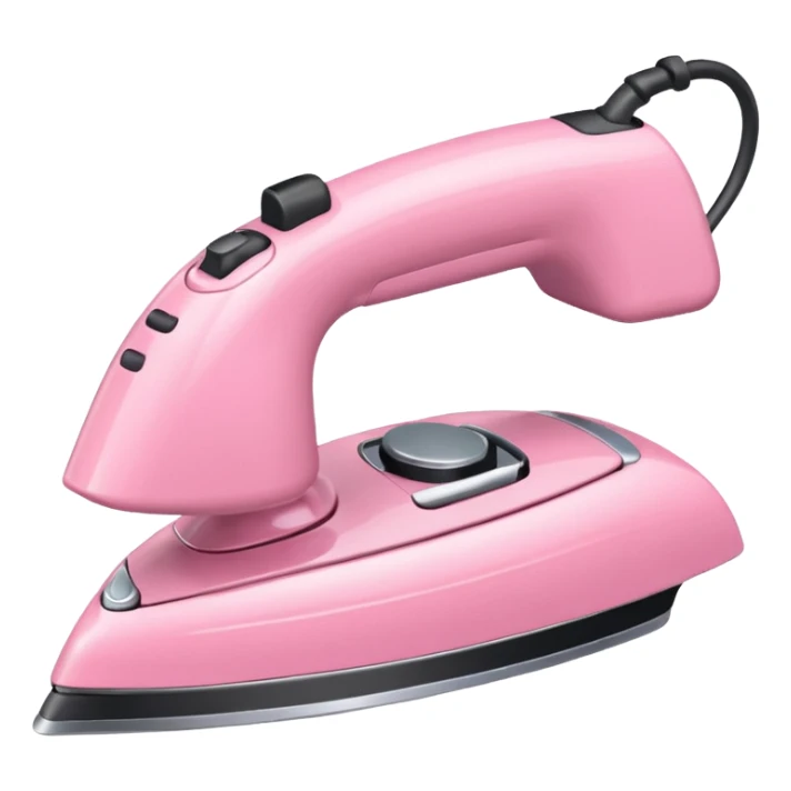 A baby pink hair iron in iOS emoji style, 3D icon, plastic texture, soft reflection, minimalist design. sticker