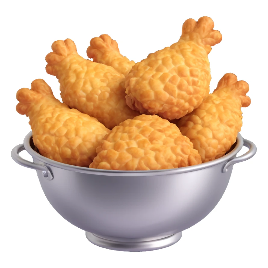 extra crispy golden fried chicken in a silver stainless steel bowl sticker