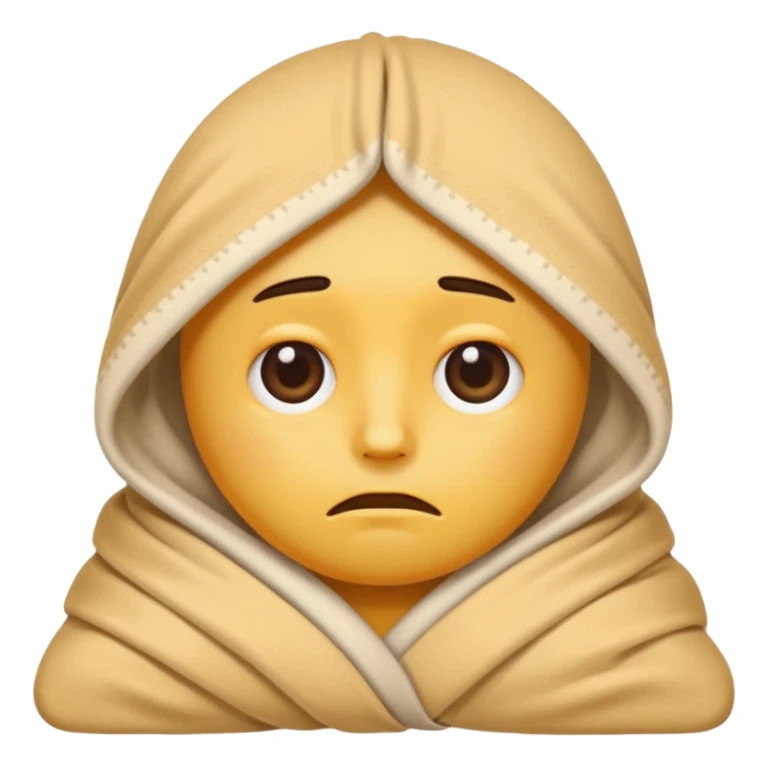 classic emoji style face wrapped in a blanket, with dark circles under the eyes, looking exhausted and hungover sticker