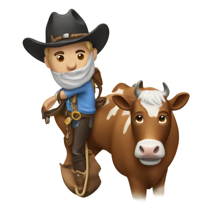 cowboy on a cow with saddle sticker