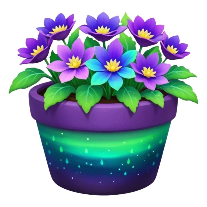 aurora borealis Painted flower clay pot of aurora borealis Colored Petalled Flowers, sticker