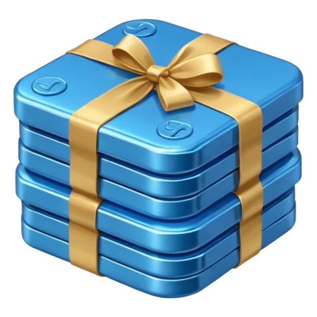 blue coins credit in a package sticker