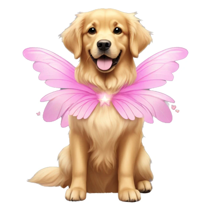 Golden retriever wearing pink fairy wings  sticker