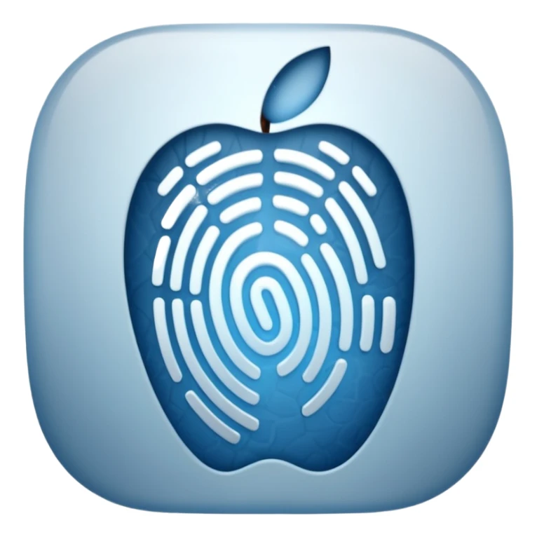 3D render of Fingerprint, forensic investigation aesthetic, sterile clinical lighting, cool blue undertones, sharp high-contrast details, professional clean look, Apple emoji style, isolated on white background --v 6.0 sticker