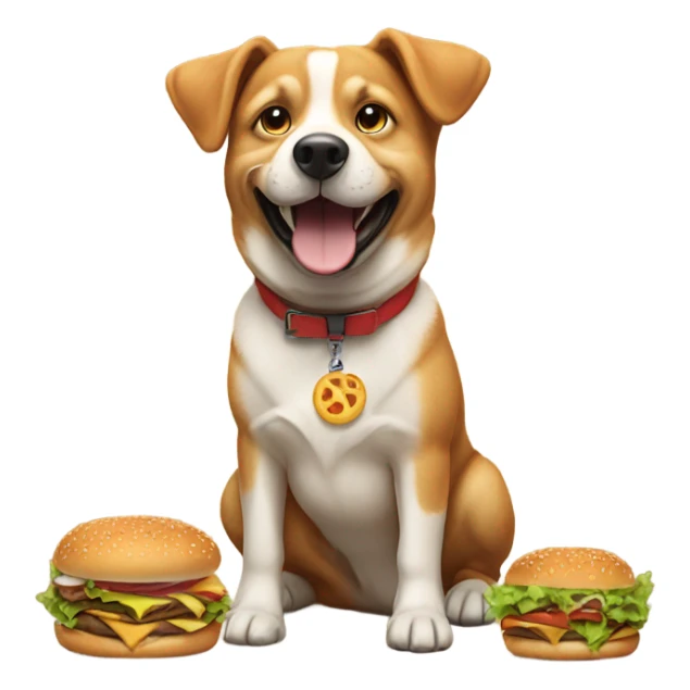 dog with burgers  sticker