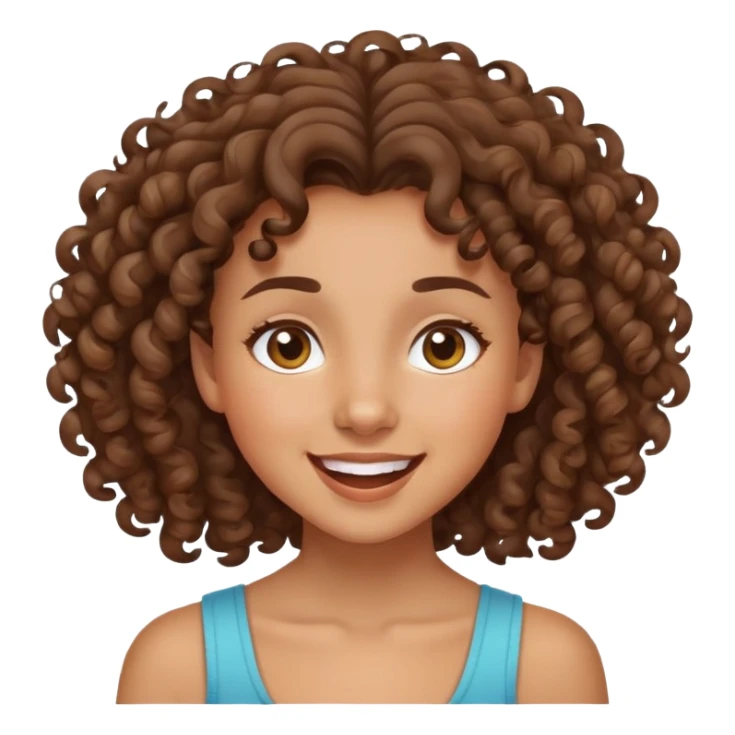 mixed-race girl with curly brown hair, joyful expression sticker