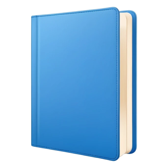 A blue book with a minimalist design and a blank space on the cover for a logo. Modern, clean style sticker