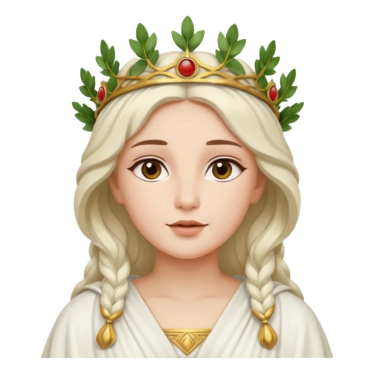 Roman goddess, elegant, divine, wearing a laurel crown, flowing robes, serene expression sticker
