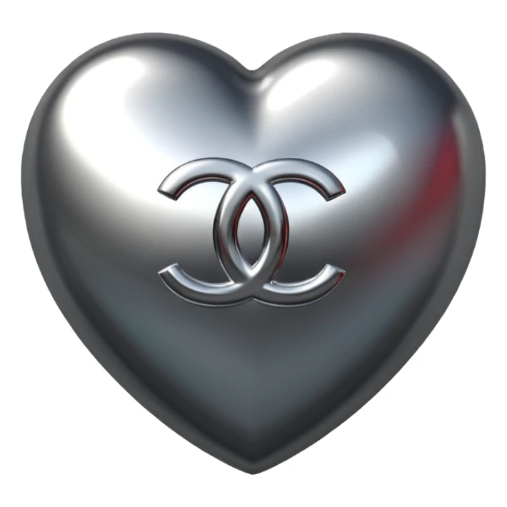 Chanel sport logo chrome glossy heart sticker