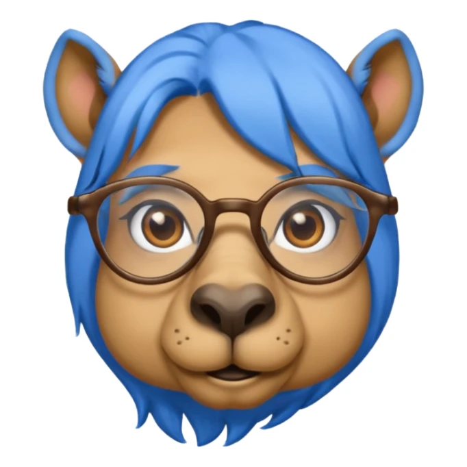 camel face with blue hair and glasses sticker