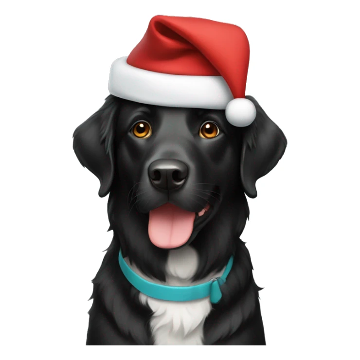 black australian retriever with santa hat and christmas tie sticker
