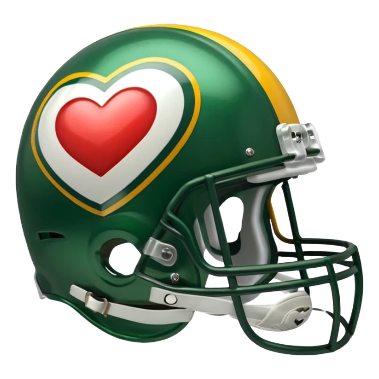 Green Bay packers helmet with a heart near it sticker
