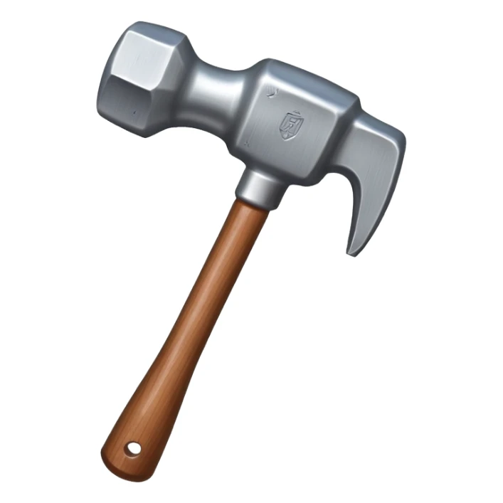 hammer with metallic head and wooden handle sticker