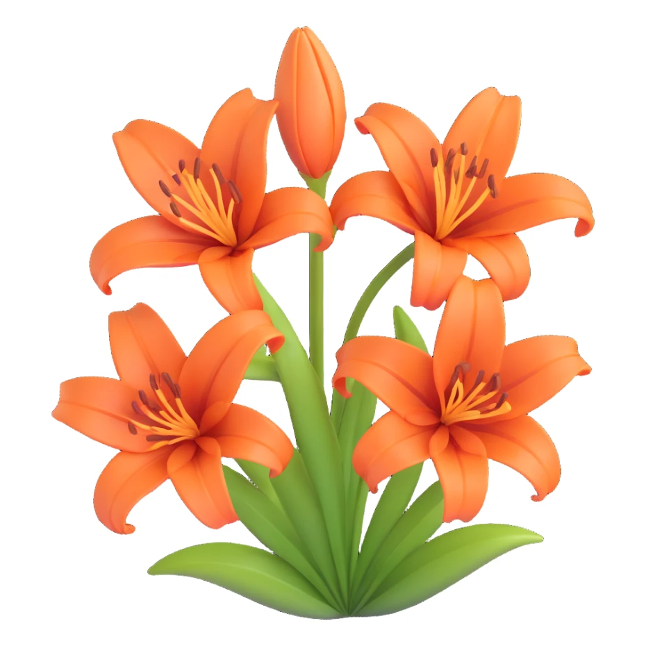 a brown lily flower, 3D style, detailed and glossy sticker