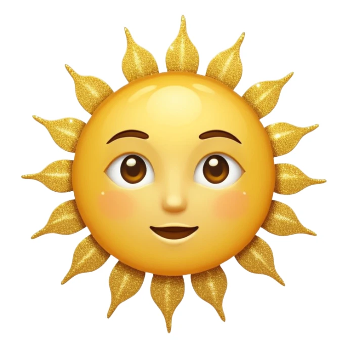 sun in 2d golden glitter in colour without face sticker
