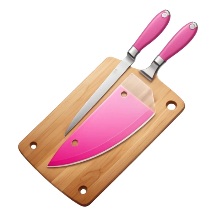 a cutting board with pink knife in bag sticker