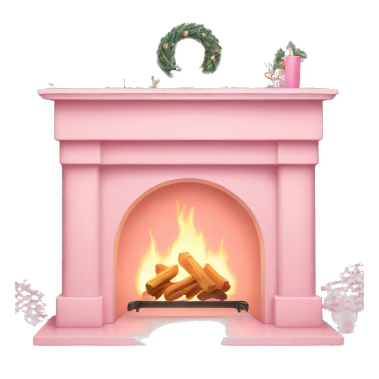 pastel pink fireplace with christmas decorations sticker