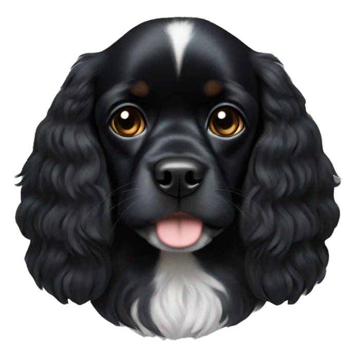 completely black small king spaniel with black fur on his whole face and white fur on chest sticker