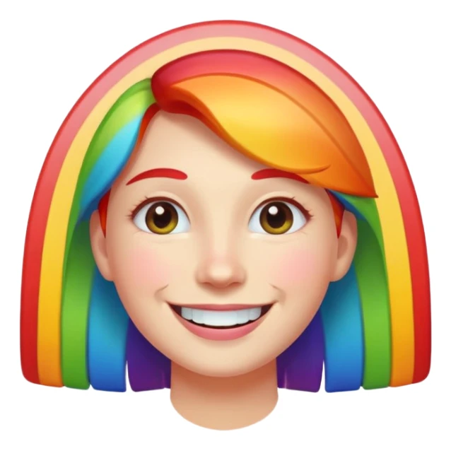 pride character, smiling, rainbow colors, inclusive and joyful vibe, modern Apple emoji style, clean vector look, soft gradients sticker