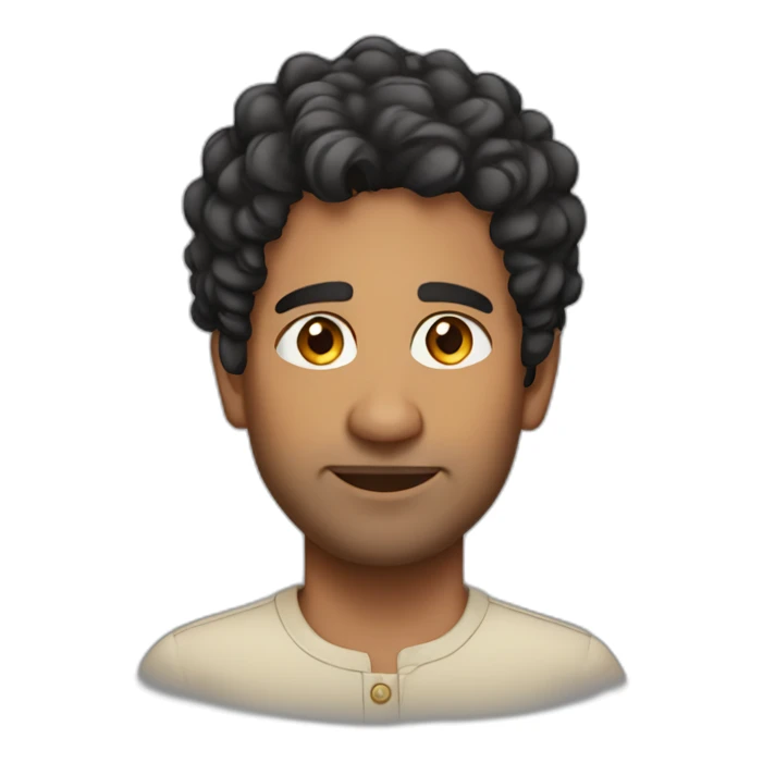 indian man, no beard, short black curly hair, oval face sticker