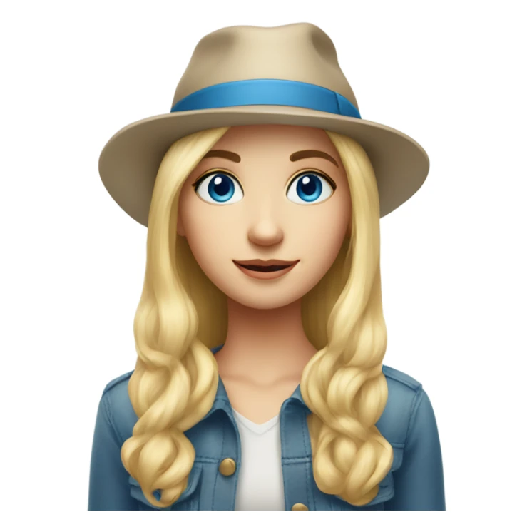 blonde girl and blue eyes wearing hat portrait sticker