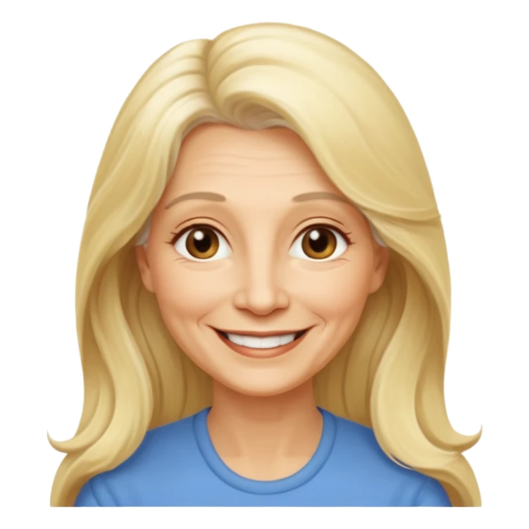 Femme 65 ans blonde cheveux long souriante sticker