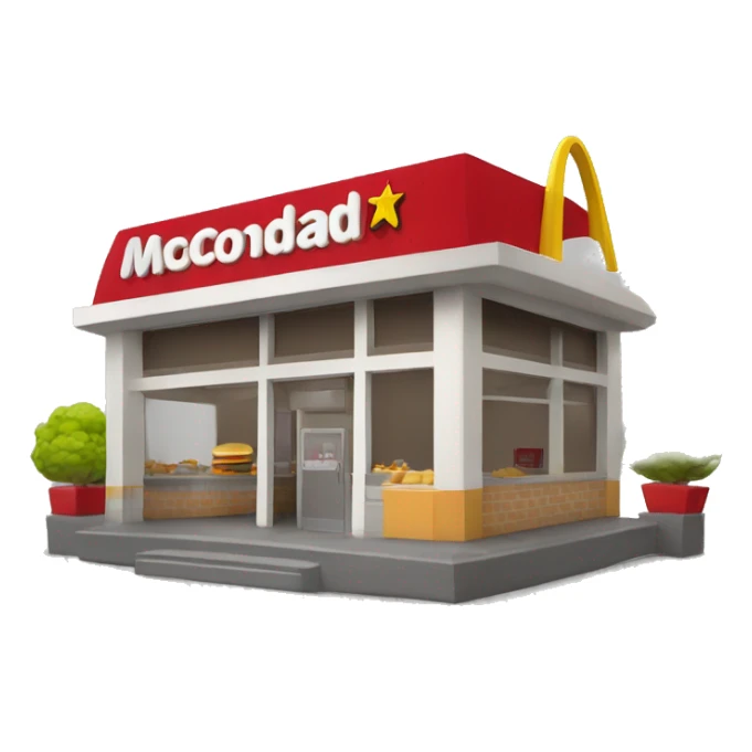 3D model of a small McDonald's restaurant sticker
