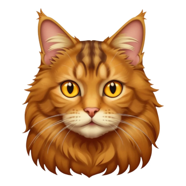 A Maine coon tabby cat emoji with yellow eyes  sticker