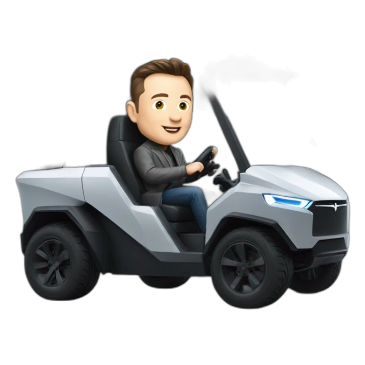 Elon musk riding in a Tesla cyber truck  sticker