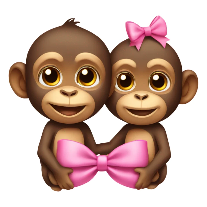 two monkeys in love, one is wearing a pink bow  sticker