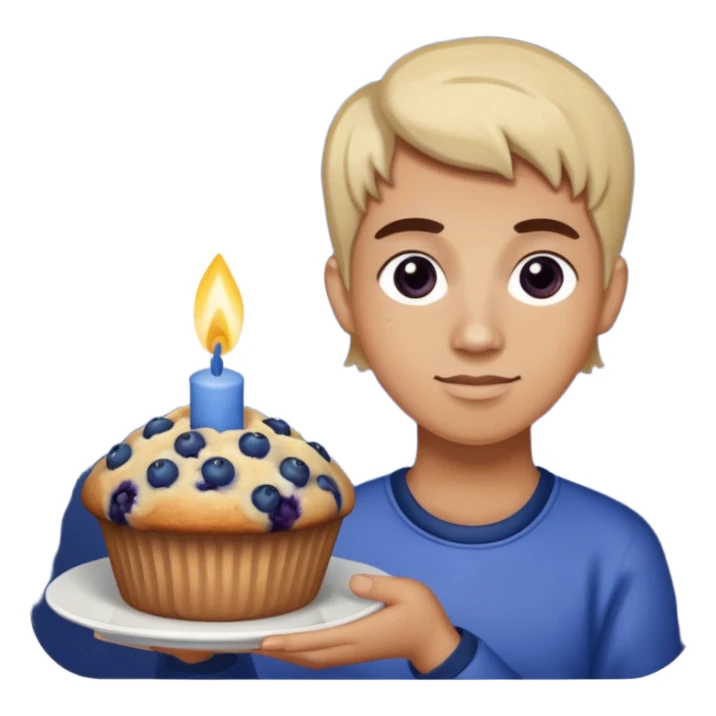 Blueberry Muffin celebrating birthday. Make sure it actually looks like a muffin with candles. Somebody holding it  sticker