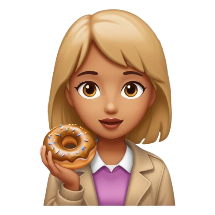 Girl who is walking on a street while eating a donut  sticker