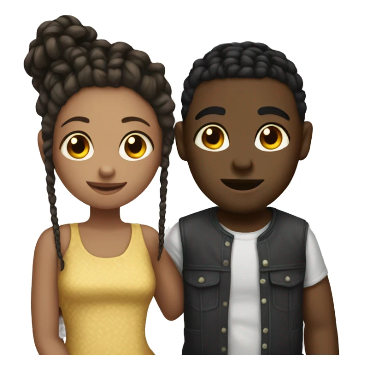 black boy with cornrows and brunette girl making out sticker