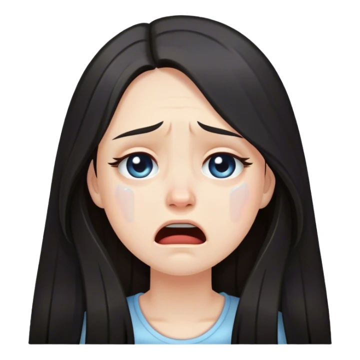 pale girl long dark hair crying sticker