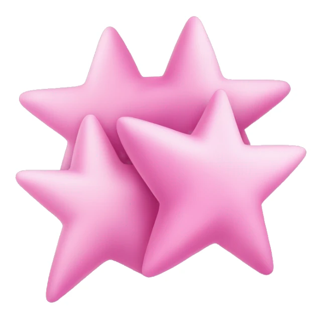 Three small pink , five-pointed stars grouped together. The stars have a slightly elongated shape, giving them a twinkling effect. They vary in size, with the largest star in the center and two smaller stars on either side.  sticker