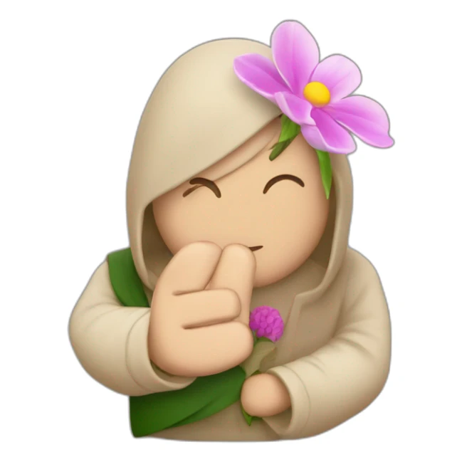 monje budista con una flor en la mano sticker