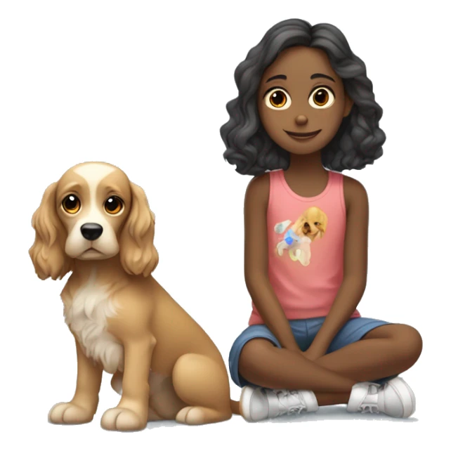 Perro cocker con una niña abraabrazándola sticker