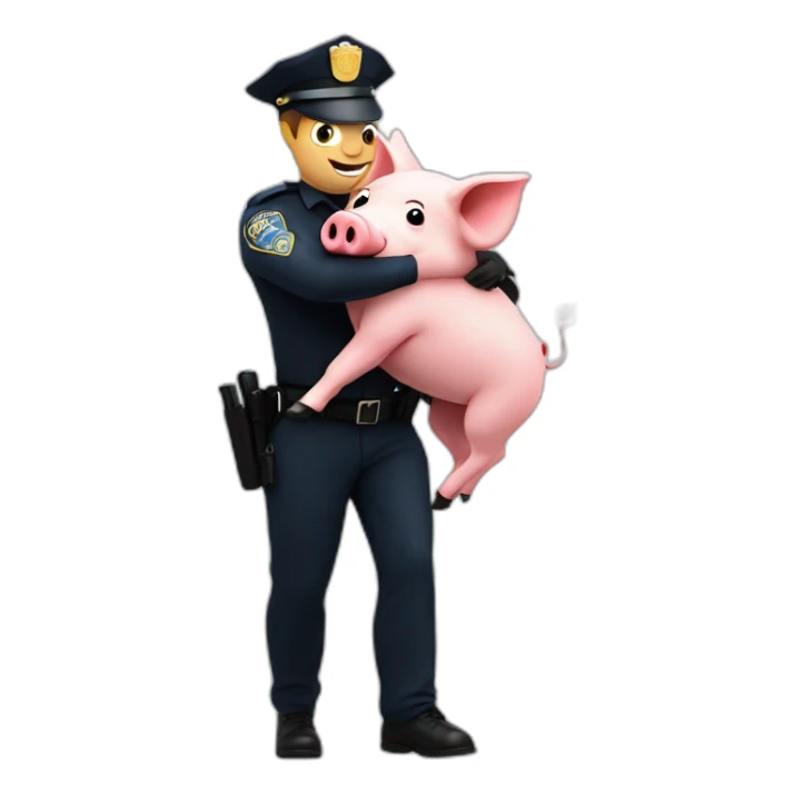 Pig piggyback atop police officer sticker