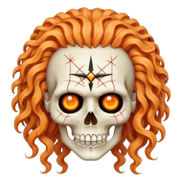 pinhead Hellraiser skull -  huge curly orange hair sticker