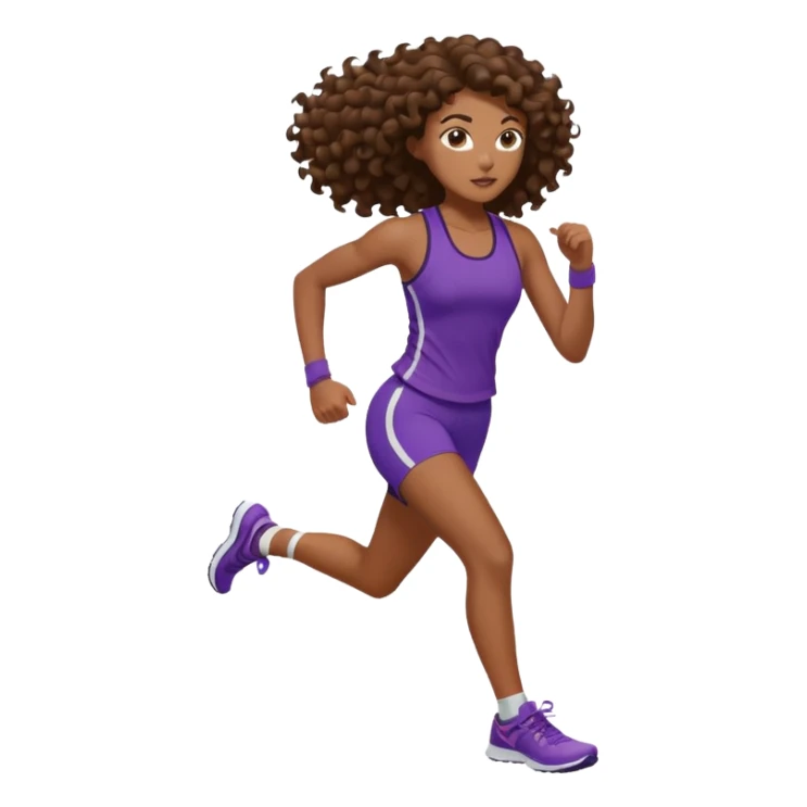 Treino de corrida feminino morena cacheada cabelos longos sticker