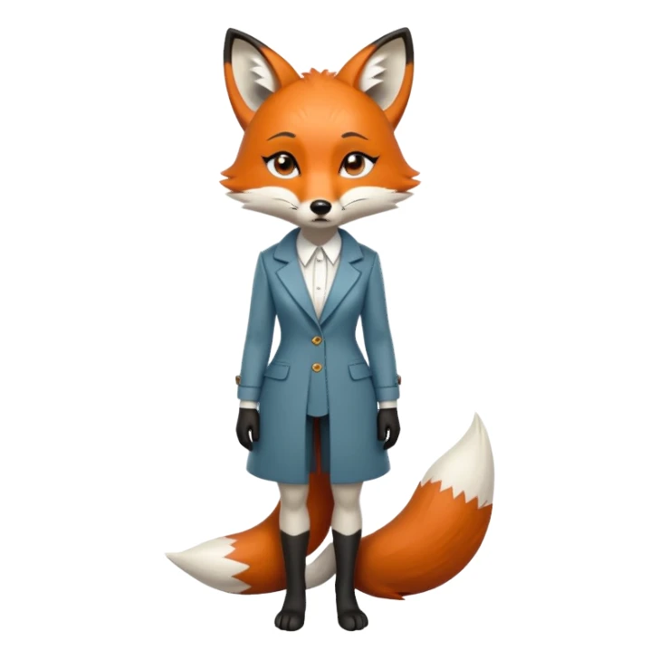 extremely sad anthropomorphised female fox in stylish outfit, no sunglasses, very sad and crying, looking to the left, full-body view sticker