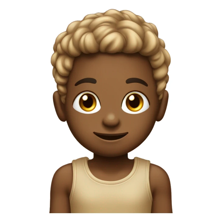 bambino capelli marroni con maglietta beige sticker