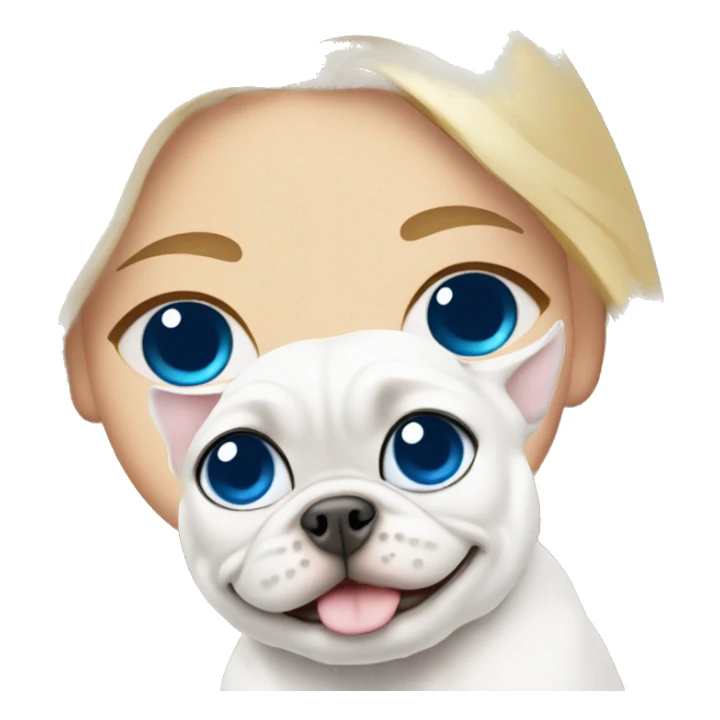 Princess blonde with blue eyes, white Frenchie and white cat sticker