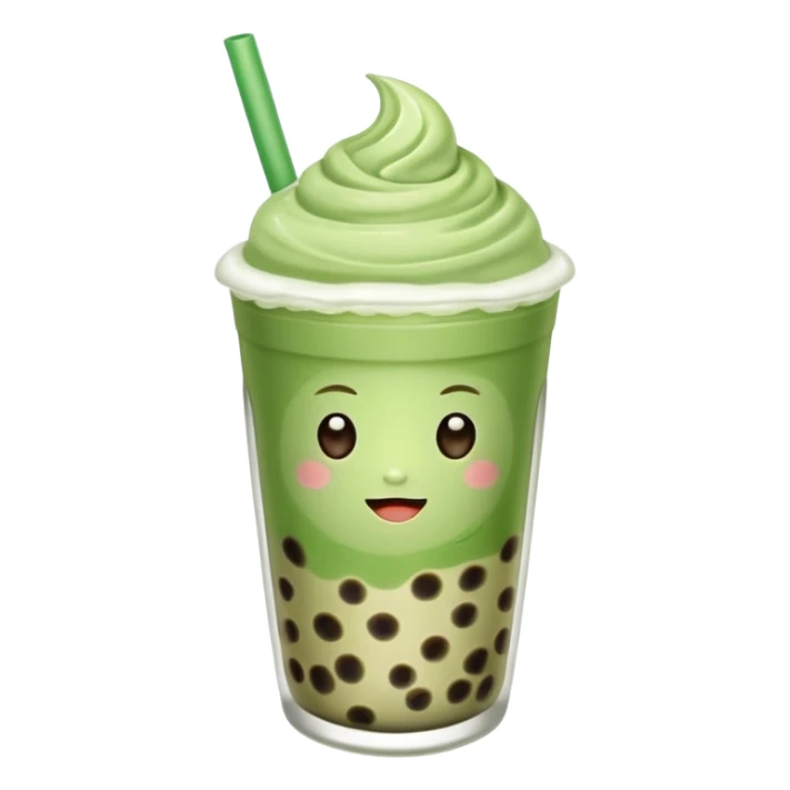 matcha latte with boba and ice without stick and add a lil coffee  sticker