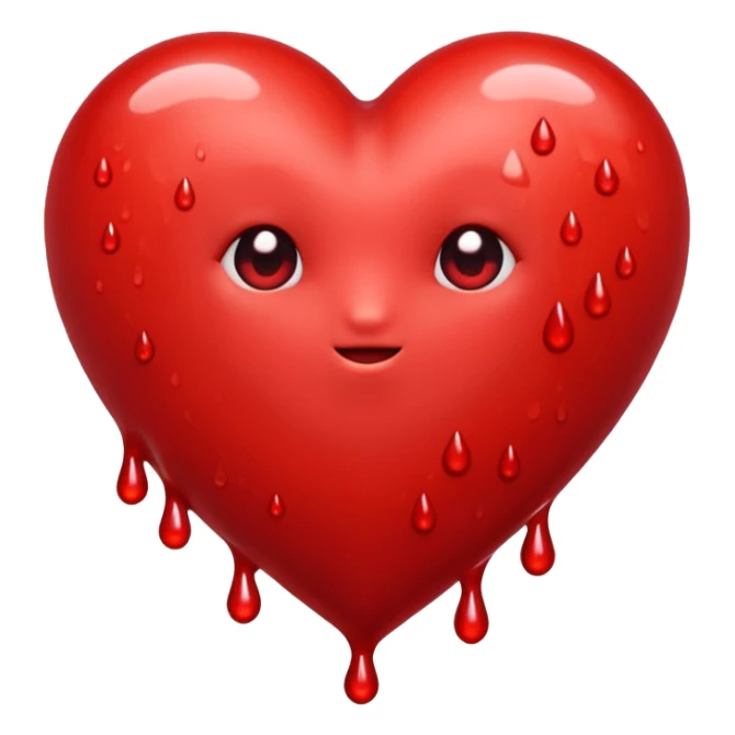 A few drops of blood and a bright red heart sticker