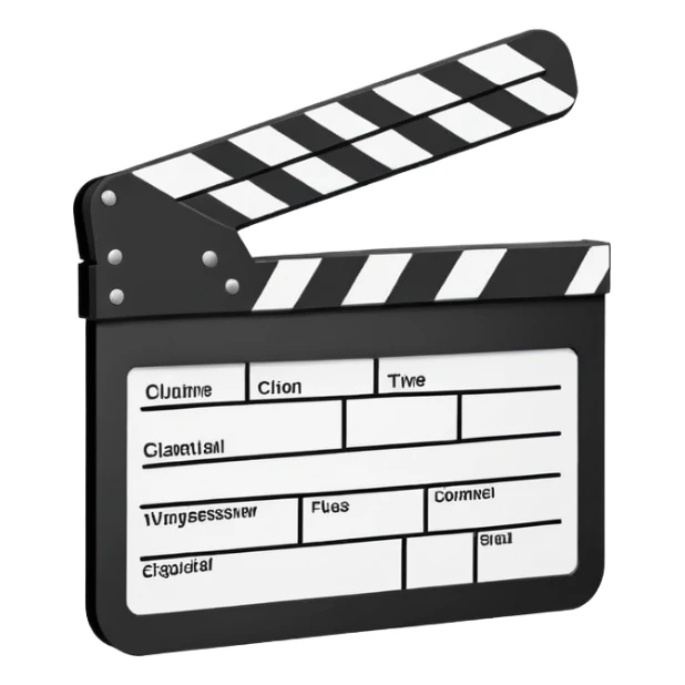 diagonal view of clapperboard outline, ultra simple black outlines only sticker
