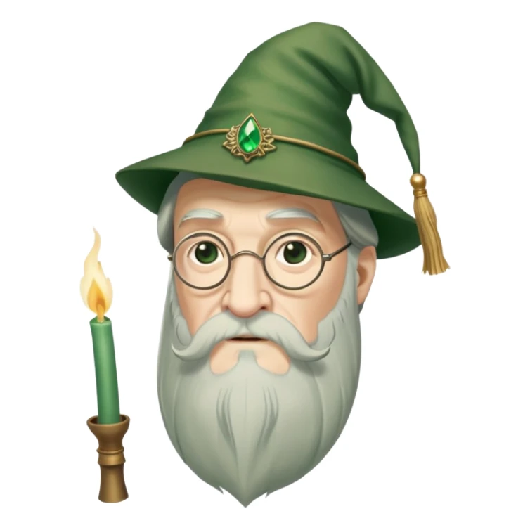 albus dumbledore from harry potter with green tasseled smoker hat and decorative motifs, without gem sticker