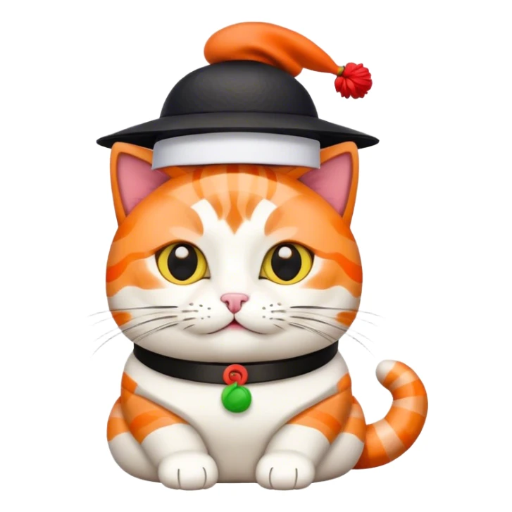 cat wearing a hat made out of sushi sticker