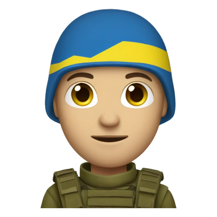 Ukrainian soldier with Ukrainian flag  sticker